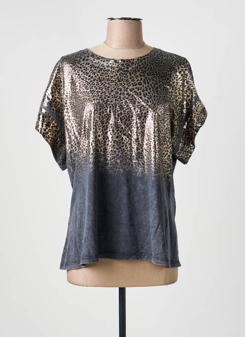 Top elasticitate mâneci scurte gri ADILYNN femme