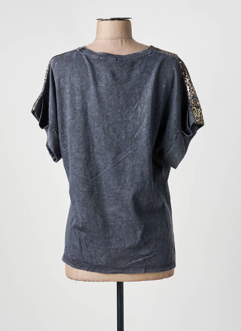 Top elasticitate mâneci scurte gri ADILYNN femme