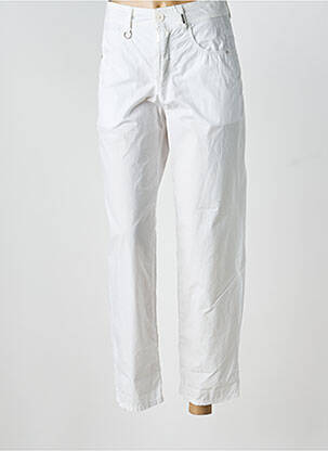 Pantalon 7/8 țesătură poplin mărime normală alb HIGH femeie