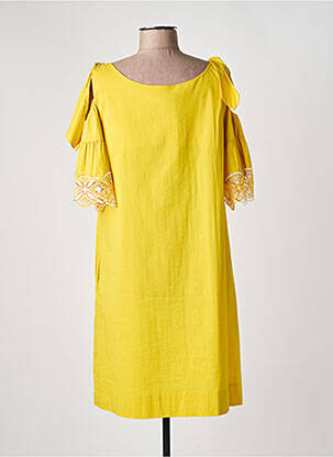 Rochie midi mâneci scurte mâneci scurte galben LAUREL femeie