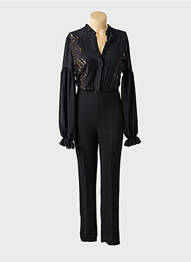 Salopetă-pantalon închidere cu nasturi pe față mâneci lungi negru ERMANNO SCERVINO femme