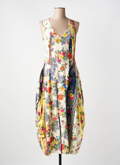 Rochie lungă imprimeu fantezie fără mâneci galben HIGH femme