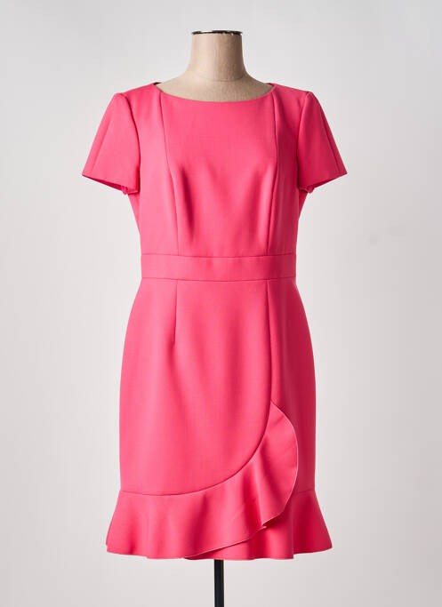 Rochie midi închidere cu fermoar la spate mâneci scurte roz PAULE KA femme
