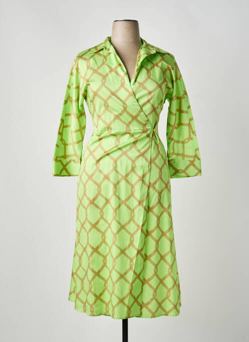 Rochie midi imprimeu fantezie mâneci lungi verde LIVIANA CONTI femme