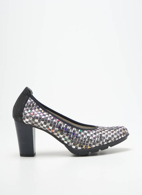 Pantofi cu toc țesătură satinată toc de 7 la 9 cm argintiu DORKING femme