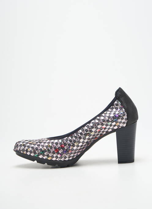 Pantofi cu toc țesătură satinată toc de 7 la 9 cm argintiu DORKING femme