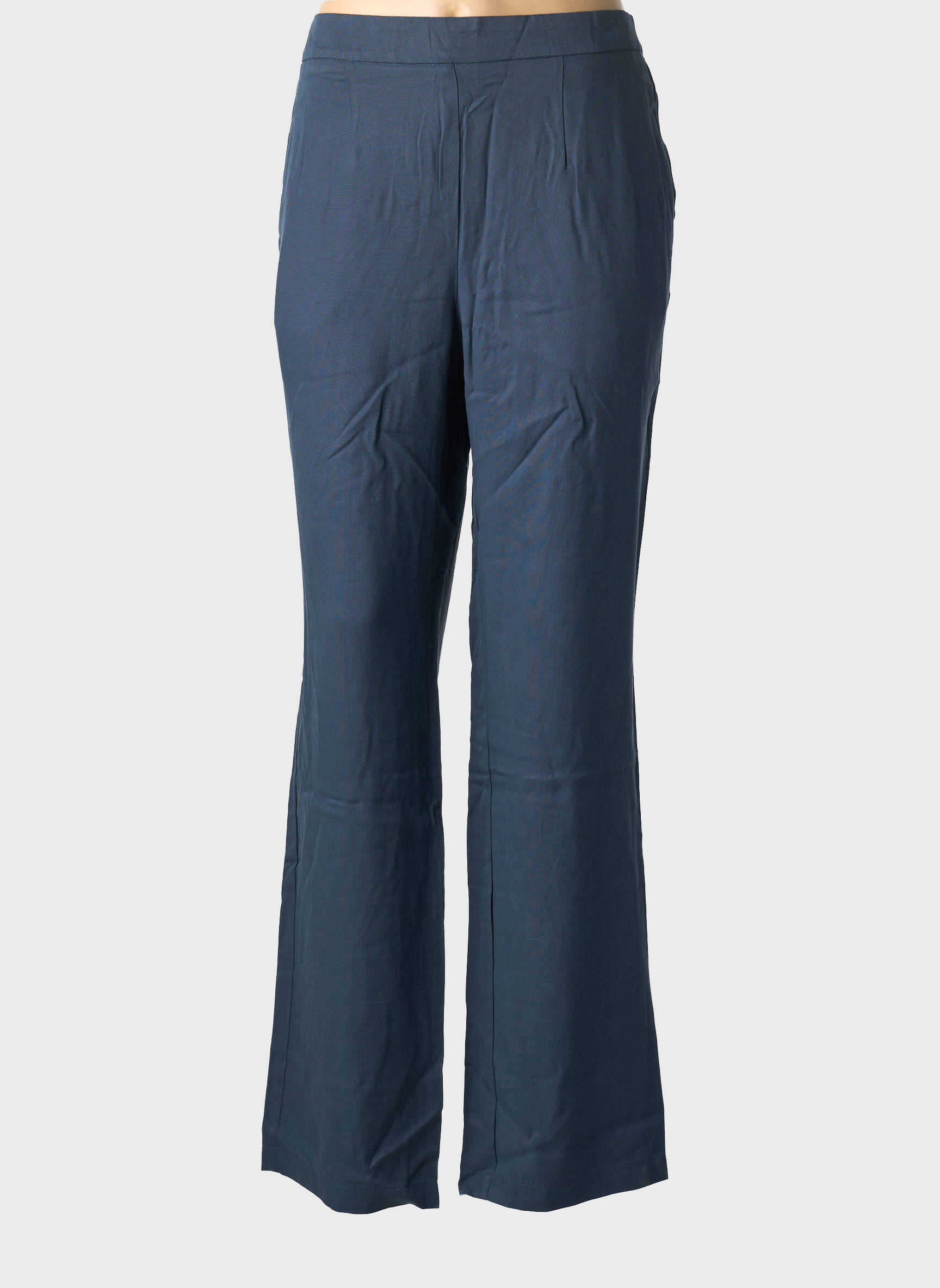 Pantalon drept țesătură poplin mărime normală albastru SHEEGO femeie