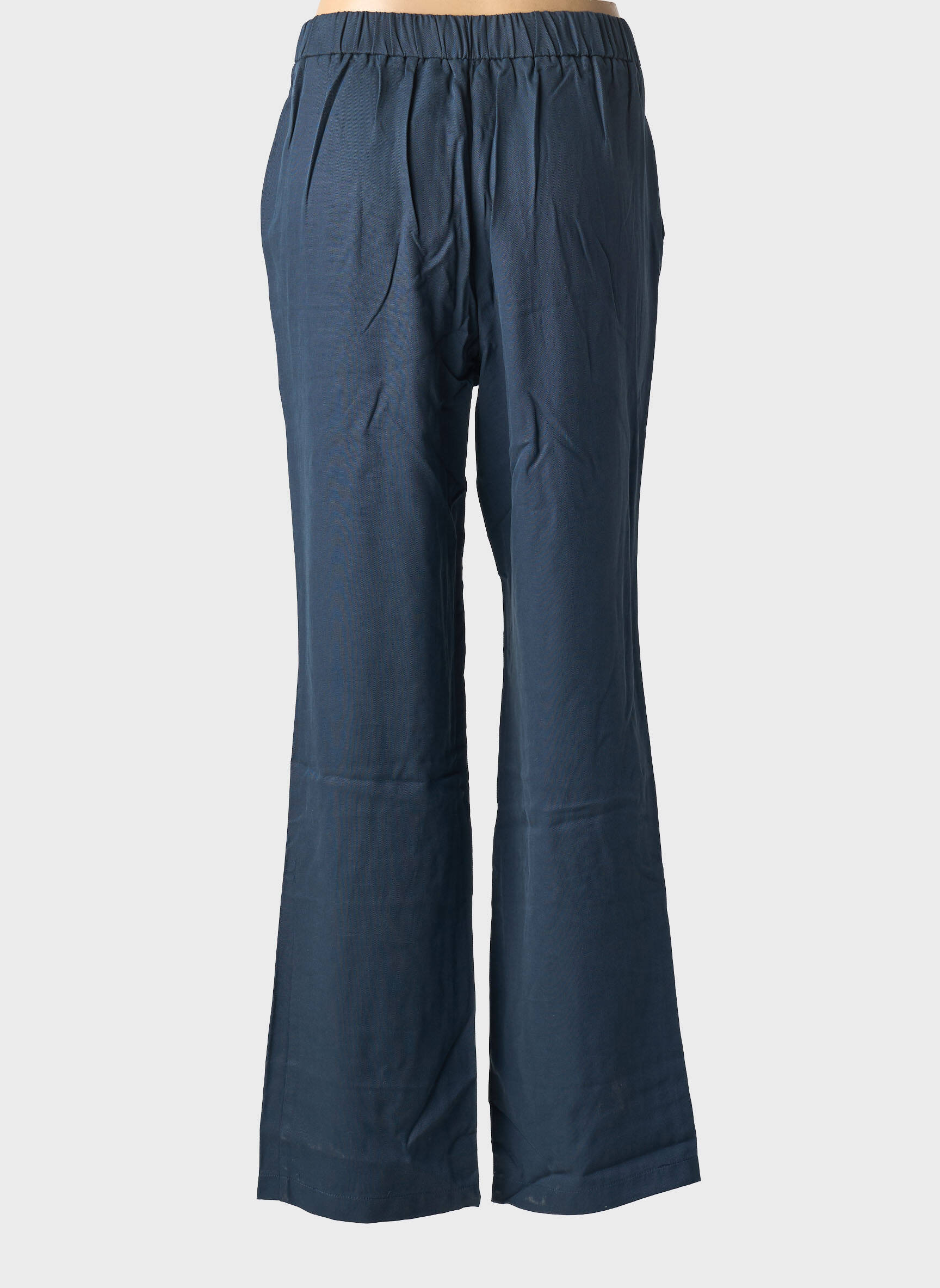 Pantalon drept țesătură poplin mărime normală albastru SHEEGO femeie