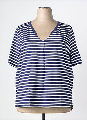 Tricou guler în v mâneci scurte albastru SHEEGO femeie