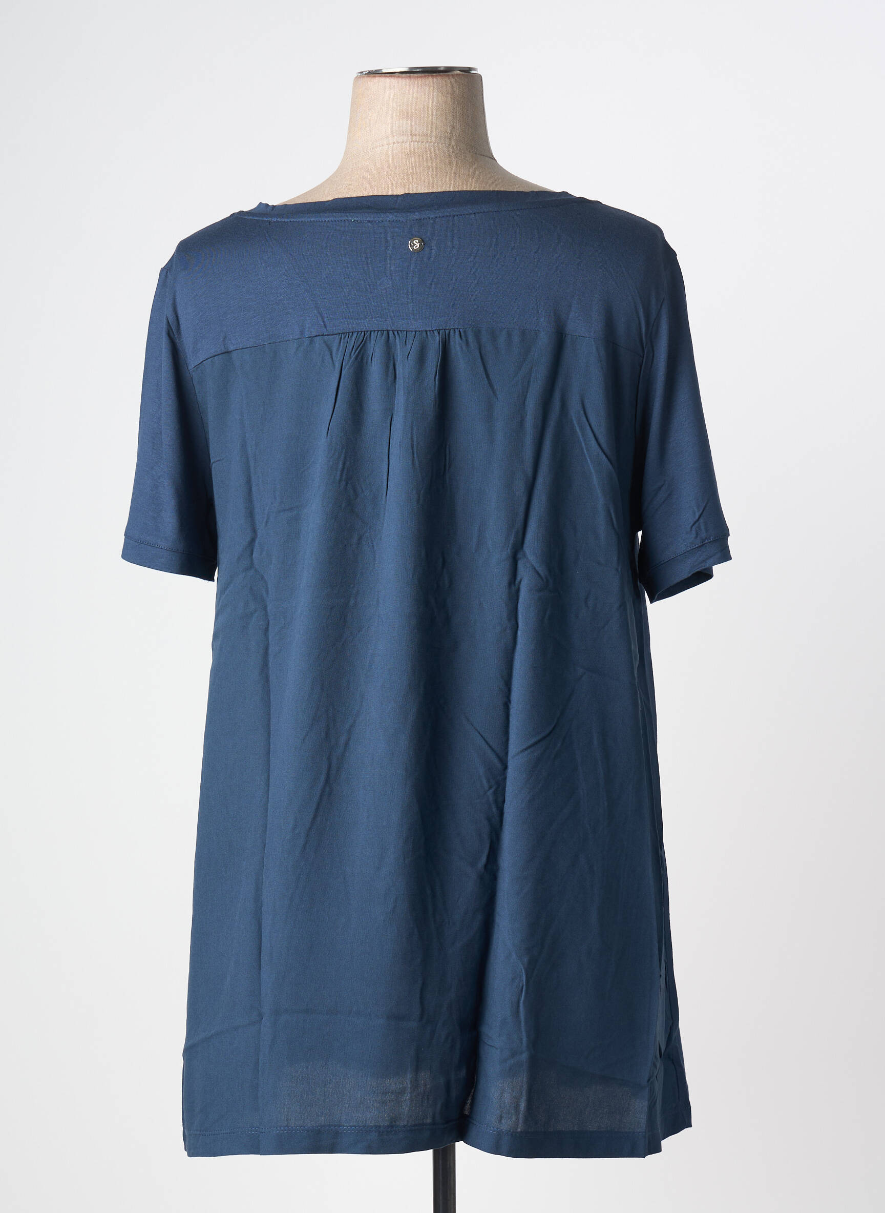 Tricou guler rotund mâneci scurte albastru SHEEGO femeie