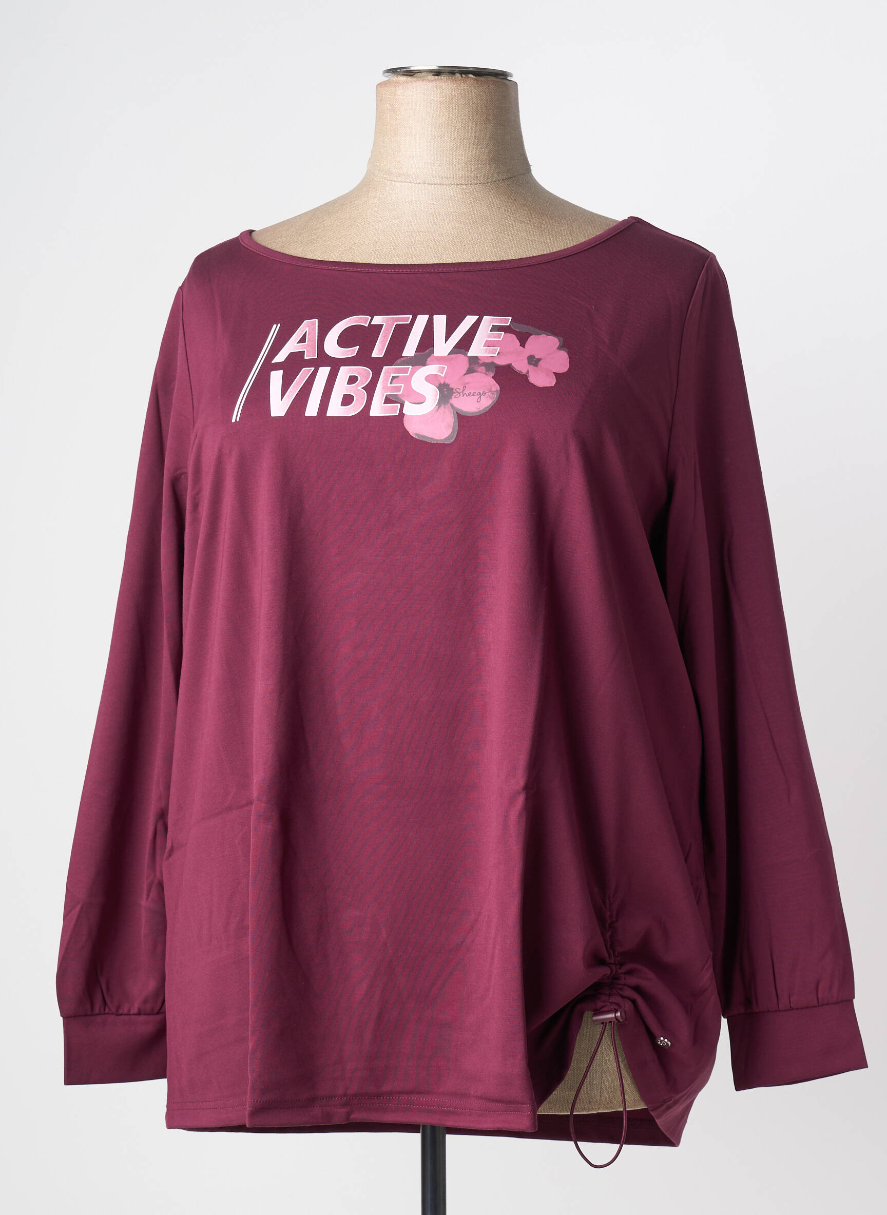 Tricou serigrafie flockată mâneci lungi violet SHEEGO femeie