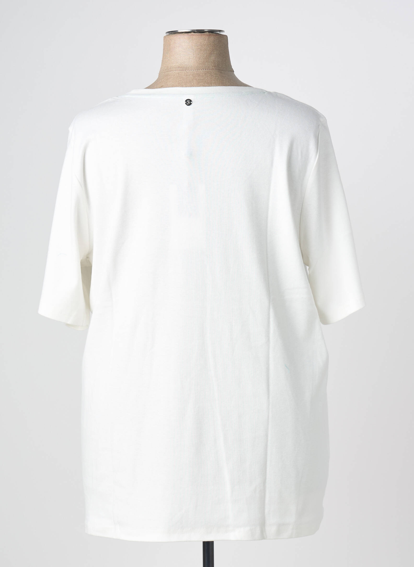 Tricou croială dreaptă mâneci scurte alb SHEEGO femeie