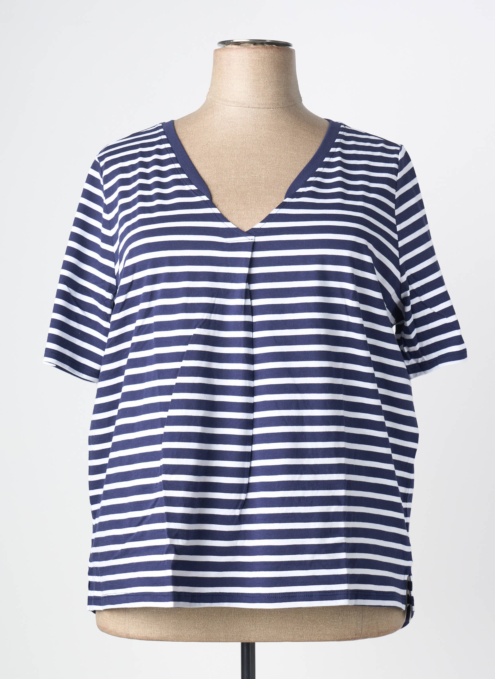 Tricou guler în v mâneci scurte albastru SHEEGO femeie