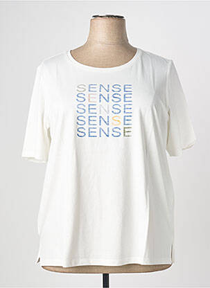 Tricou elasticitate mâneci scurte alb TRIANGLE femeie