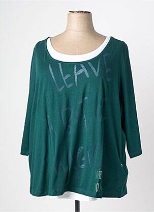 Top țesătură jersey mâneci 3/4 verde SHEEGO femeie