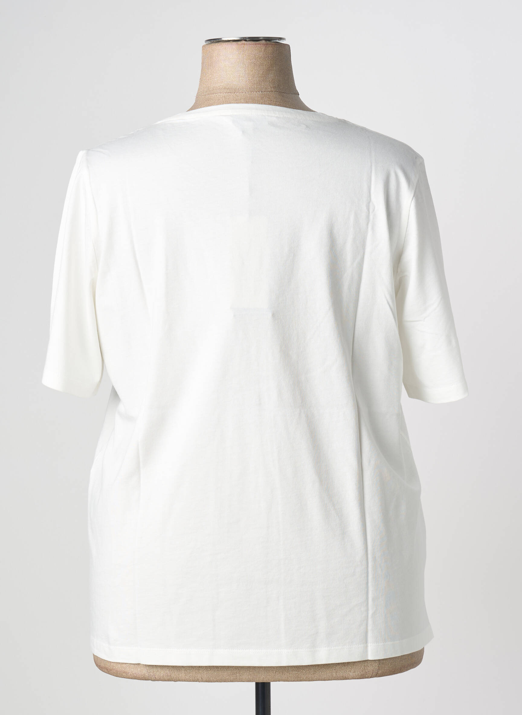 Tricou elasticitate mâneci scurte alb TRIANGLE femeie