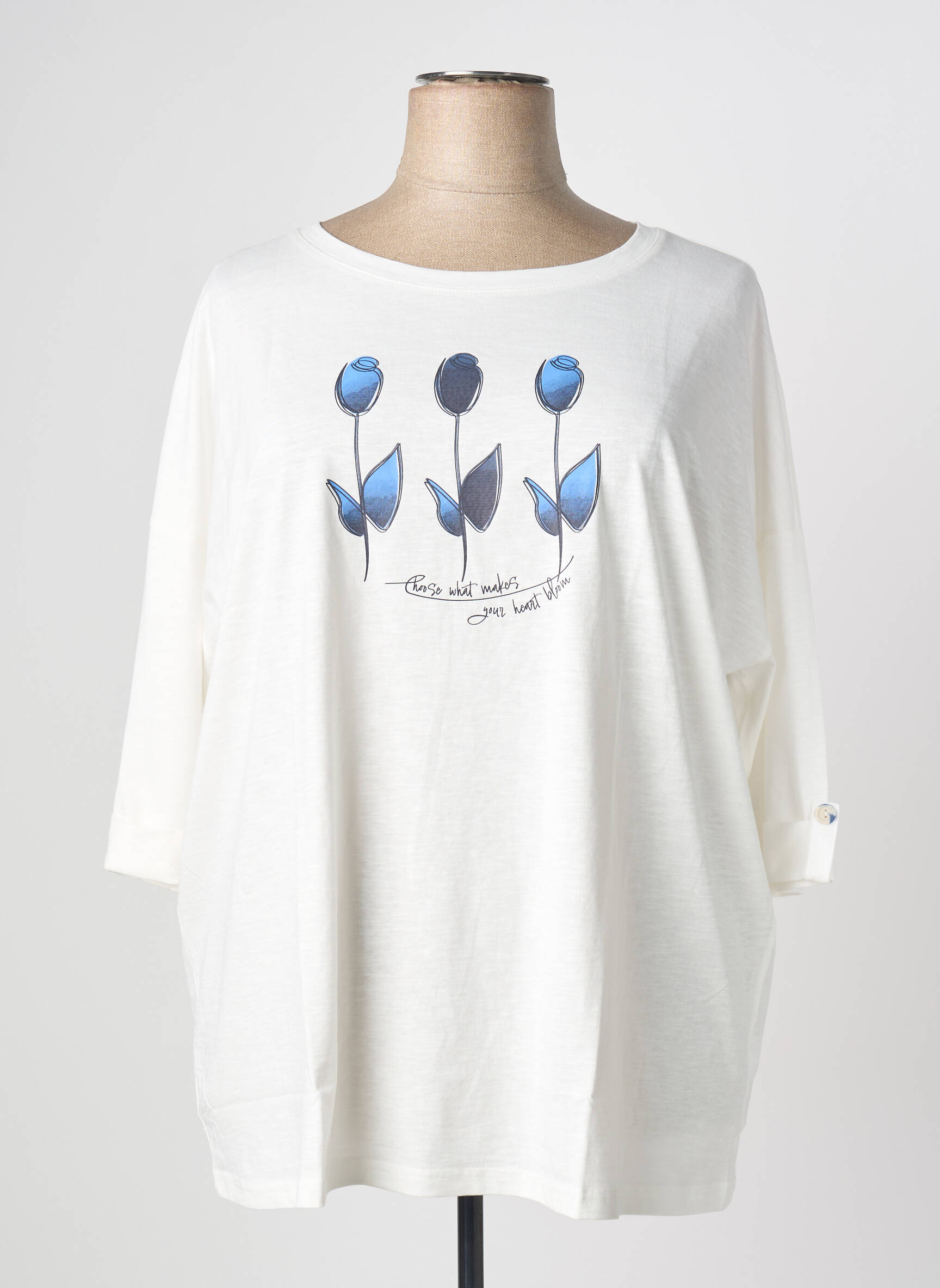 Tricou mâneci 3/4 mâneci 3/4 alb SHEEGO femeie