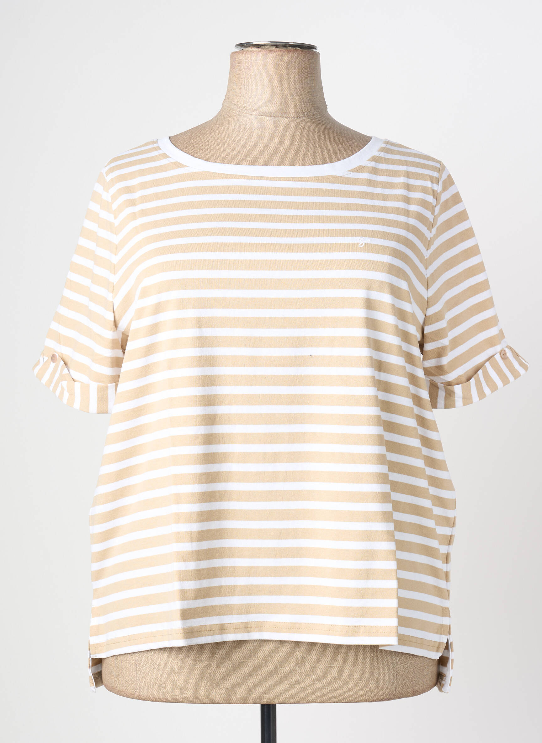 Tricou elasticitate mâneci scurte bej SHEEGO femeie