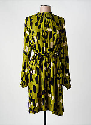 Rochie midi imprimeu fantezie mâneci lungi verde MADEMOISELLE YEYE femeie