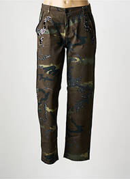 Pantalon drept talie cu cleme verde EVA KAYAN femme