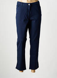 Pantalon 7/8 închidere cu fermoar sub clapetă cu nasturi albastru PERSONA femme