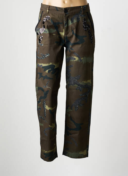 Pantalon drept talie cu cleme verde EVA KAYAN femme