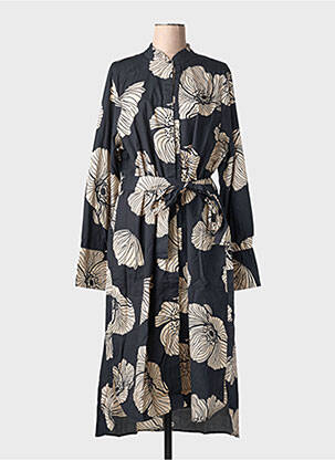 Rochie midi imprimeu floral mâneci lungi negru RHUM RAISIN femeie