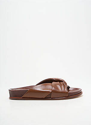Mulete/saboți talpă exterioară din piele toc plat până la 3 cm maro LORENZO MASIERO femme