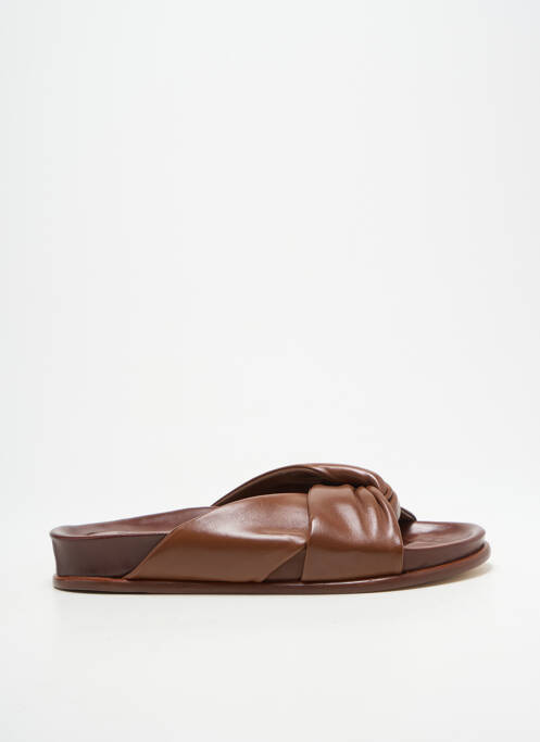 Mulete/saboți talpă exterioară din piele toc plat până la 3 cm maro LORENZO MASIERO femme