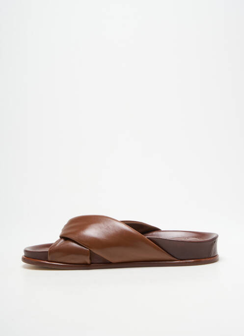 Mulete/saboți talpă exterioară din piele toc plat până la 3 cm maro LORENZO MASIERO femme