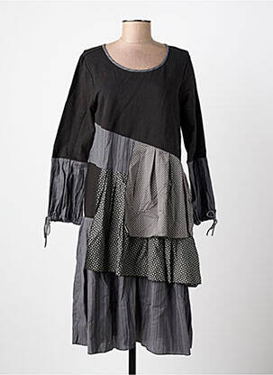 Rochie midi imprimeu fantezie mâneci lungi negru RHUM RAISIN femeie