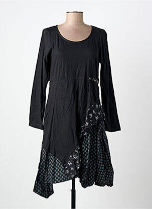 Rochie midi imprimeu fantezie mâneci lungi negru RHUM RAISIN femeie