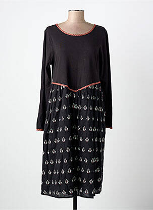 Rochie midi imprimeu fantezie mâneci lungi negru RHUM RAISIN femeie