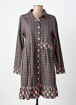 Rochie scurtă croială evazată mâneci lungi gri RHUM RAISIN femeie