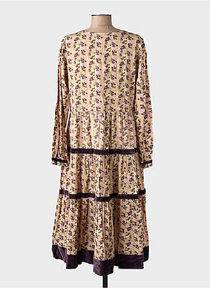 Rochie midi imprimeu fantezie mâneci lungi roz RHUM RAISIN femeie
