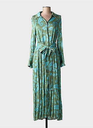 Rochie lungă țesătură poplin mâneci lungi verde RHUM RAISIN femeie