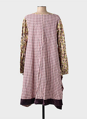 Rochie midi imprimeu fantezie mâneci lungi roz RHUM RAISIN femeie