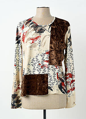 Top elasticitate mâneci lungi bej FINETTE femme