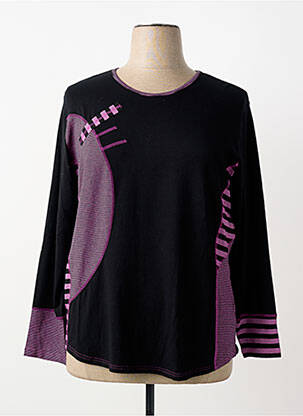 Tricou elasticitate mâneci lungi negru CLAUDE DE SAIVRE femme