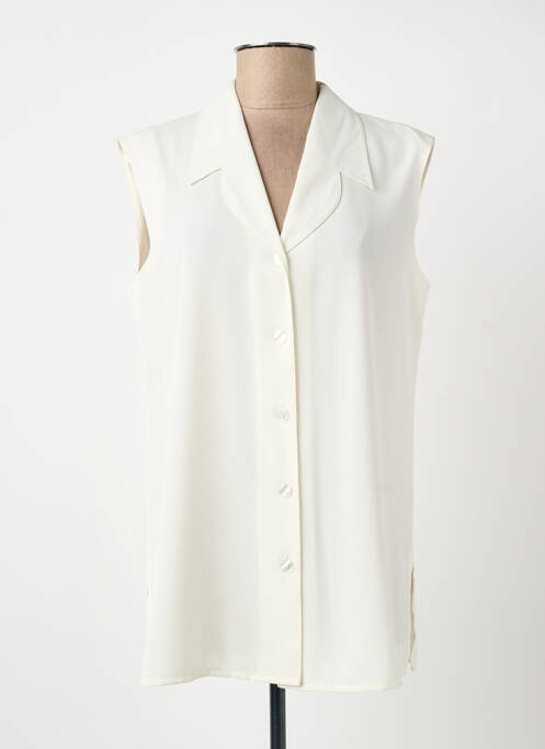 Cămașă țesătură crep fără mâneci bej PRUNELLE femme