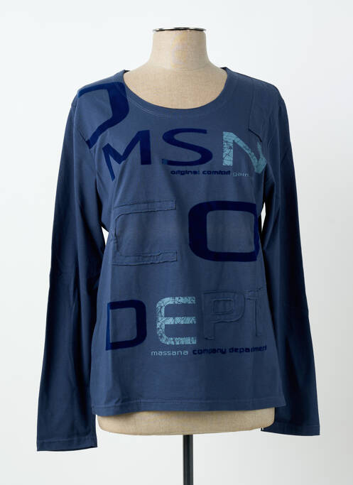 Tricou serigrafie mâneci lungi albastru MASSANA femme