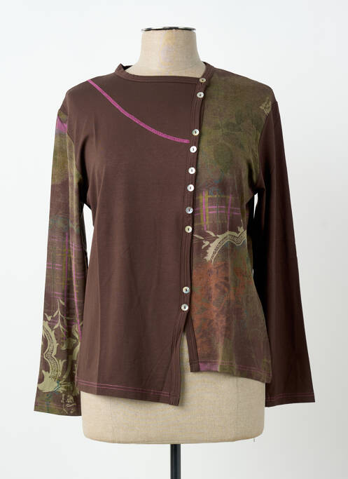 Vestă cu mâneci lungi elasticitate maro CLAUDE DE SAIVRE femme