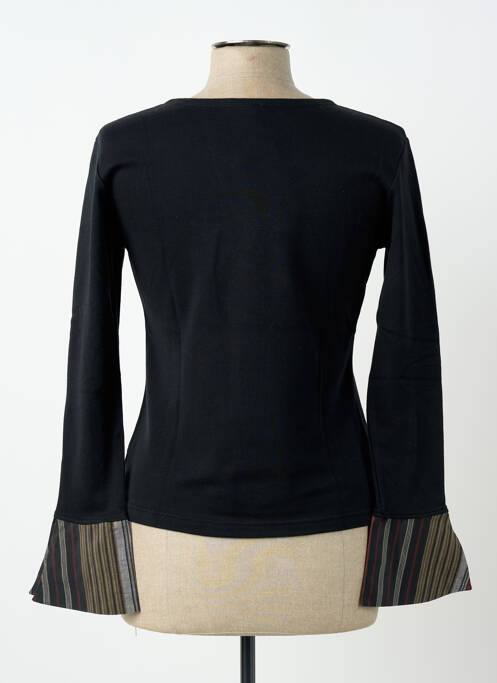 Tricou serigrafie mâneci lungi negru CARNET DE BORD femme