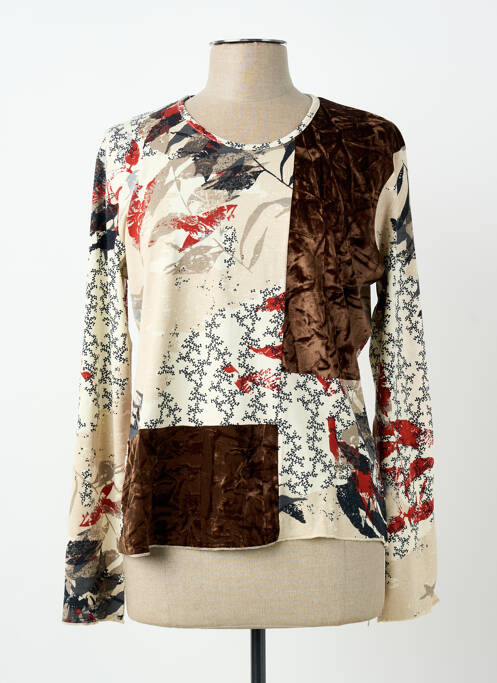 Top elasticitate mâneci lungi bej FINETTE femme