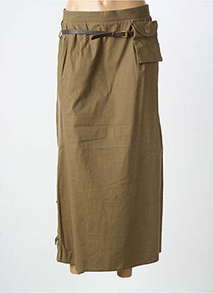 Fustă lungă închidere cu fermoar la spate verde CARNET DE BORD femme