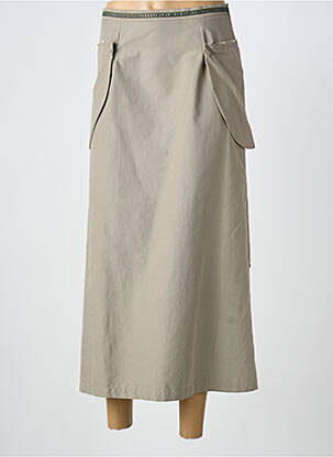 Fustă lungă închidere cu fermoar lateral gri CARNET DE BORD femme