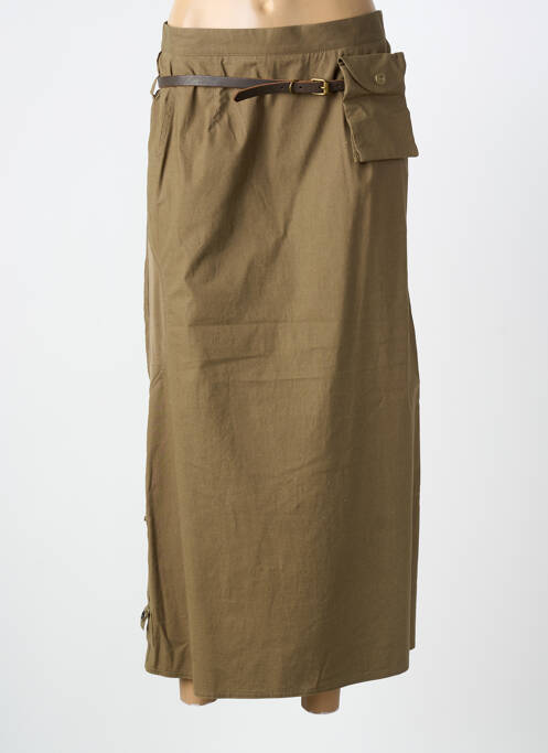 Fustă lungă închidere cu fermoar la spate verde CARNET DE BORD femme