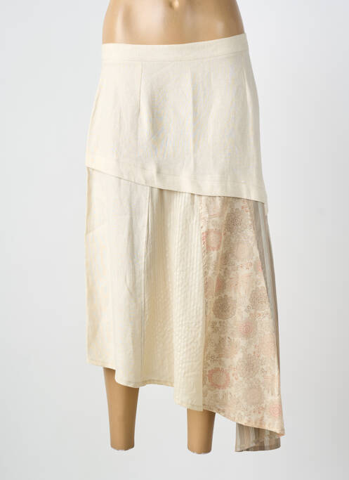 Fustă lungă imprimeu fantezie bej CARNET DE BORD femme