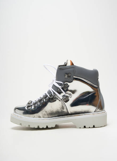 Botine/ghete material neted toc de 4 la 6 cm argintiu ART femme