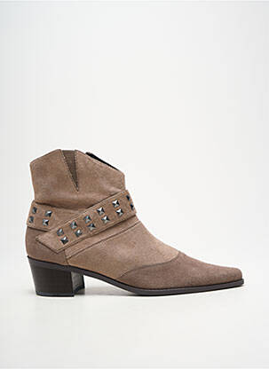 Botine/ghete nubuc toc de 4 la 6 cm bej MADISON femeie